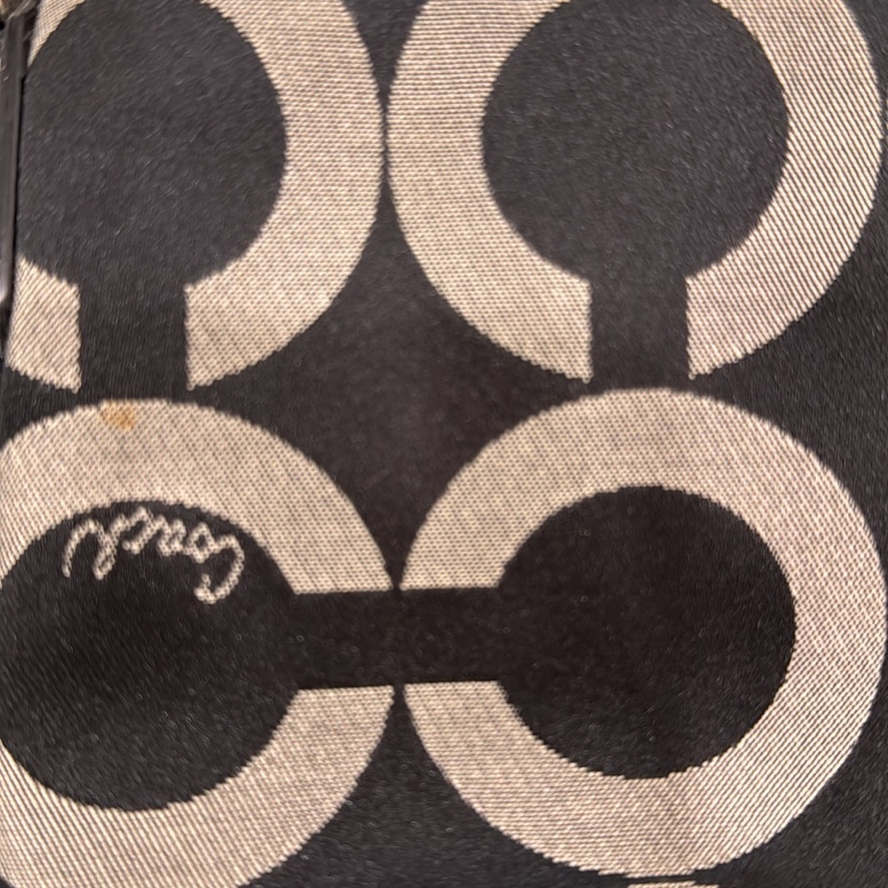 Coach Black/Gray Kristin Op Art Signature Flap Sateen Leather Shoulder Bag - Picture 9 of 14
